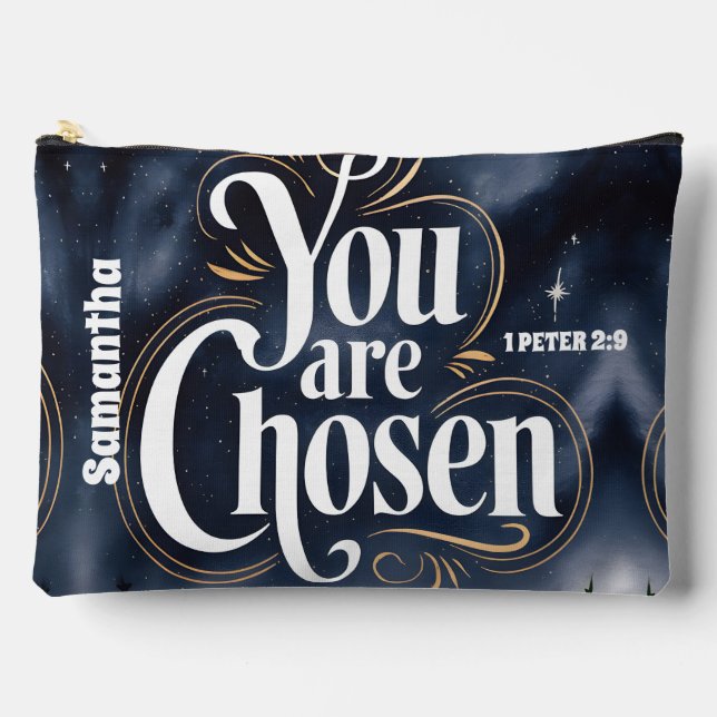 Personalized You Are Chosen Christian Women Accessory Pouch (Front)