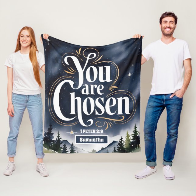 Personalized You Are Chosen Christian Women Fleece Blanket (In Situ)