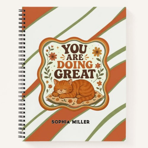 Personalized You Are Doing Great Cat Planner Notebook