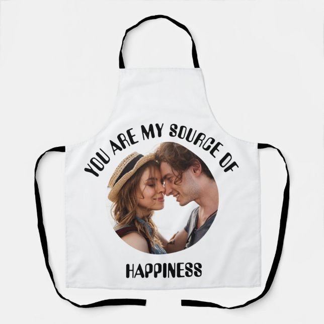 Personalized You Are My Source of Happiness Photo Apron (Front)
