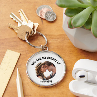 Personalized You Are My Source of Happiness Photo Keychain