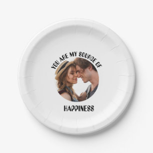 Personalized You Are My Source of Happiness Photo Paper Plates