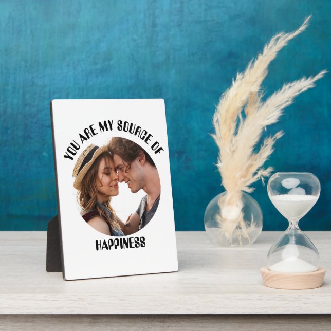 Personalized You Are My Source of Happiness Photo Plaque (Side)
