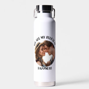Personalized You Are My Source of Happiness Photo Water Bottle