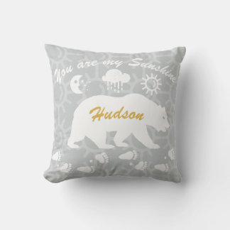 Personalized You Are My Sunshine Bear Tracks Throw Pillow