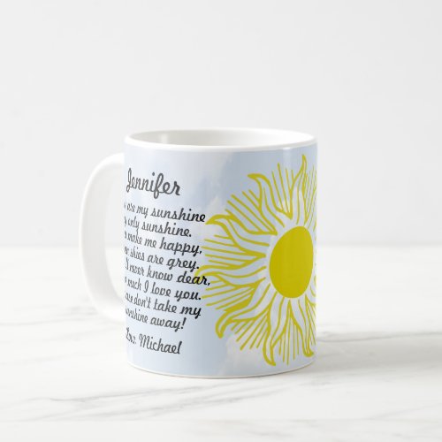 Personalized You Are My Sunshine Coffee Mug