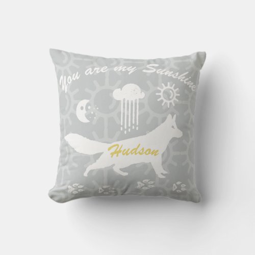 Personalized You Are My Sunshine Fox Tracks Throw Pillow