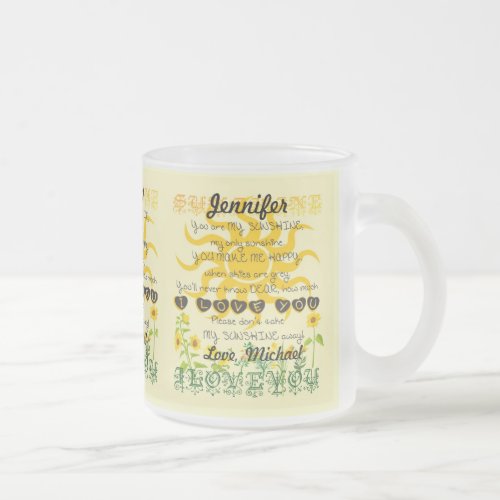 Personalized You Are My Sunshine Frosted Glass Coffee Mug