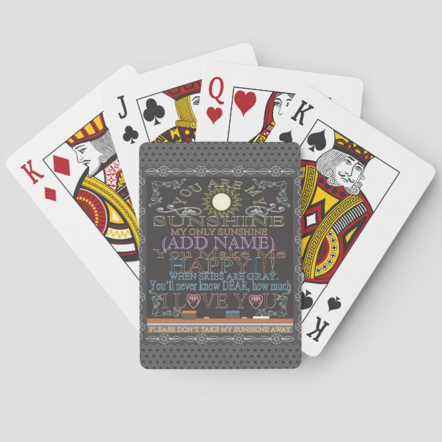Personalized You Are My Sunshine Poker Cards (Back)