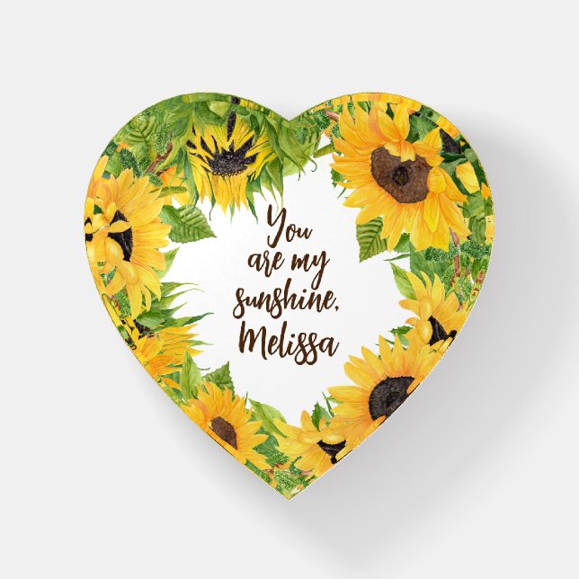 Personalized You are my Sunshine Sunflower Paperweight (Front)