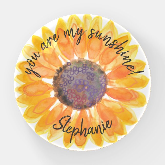 Personalized You Are My Sunshine Sunflower  Paperweight (Front)