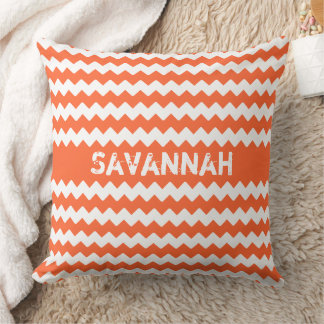 Personalized You Choose Color Zigzag Grunge Font Throw Pillow