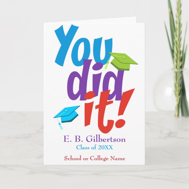 Personalized You Did It Graduation Congratulations Card (Front)