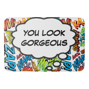 Personalized YOU LOOK GORGEOUS Colorful Modern Bath Mat