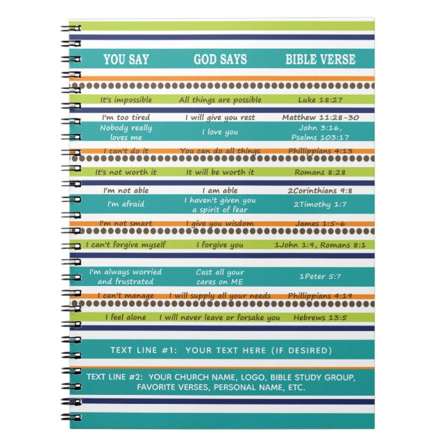 Personalized YOU SAY / GOD SAYS Bible Verses Notebook (Front)