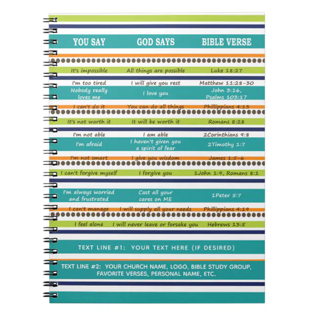 Personalized YOU SAY / GOD SAYS Bible Verses Notebook | Zazzle