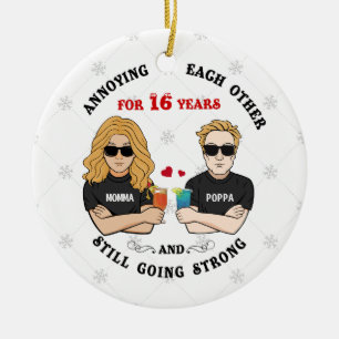 Personalized Young Couple Ornament, Annoying Each Ceramic Ornament