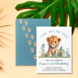 Personalized Young Wild & Three Lion 3rd Birthday Invitation