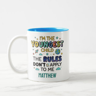 Personalized Youngest Child Space Kids Funny Gift Two-Tone Coffee Mug
