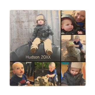 Personalized Your Baby Photo Collage Wood Coaster
