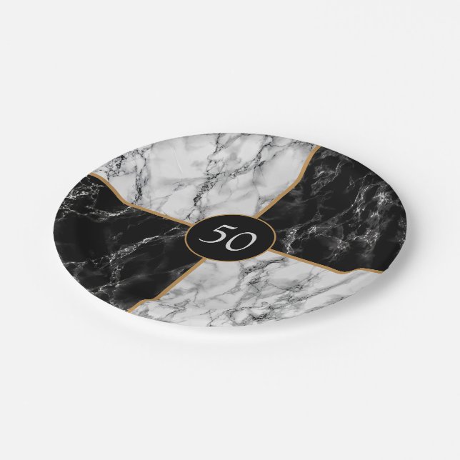 Personalized Your Birthday Paper Plates Marble (Angled)