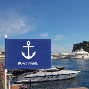 Personalized Your Boat Name & Nautical Anchor Flag