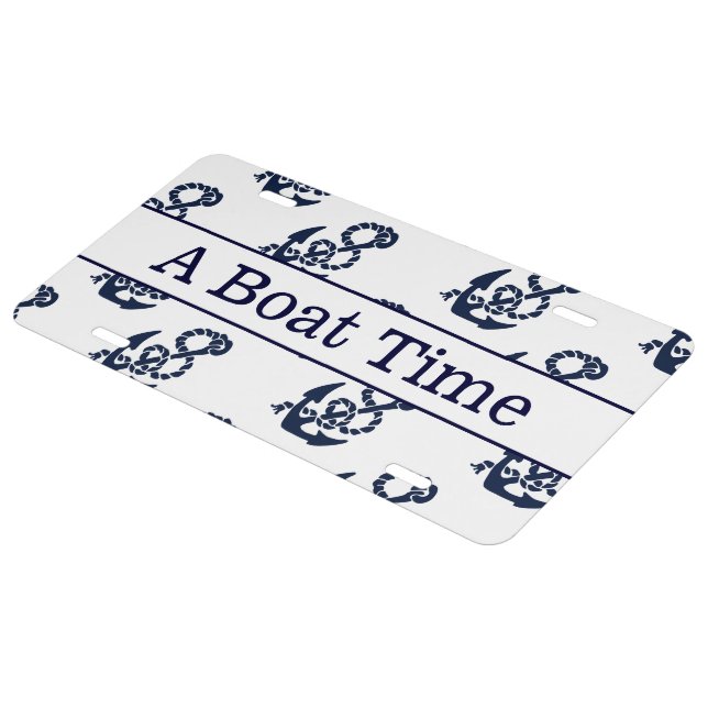Personalized Your Boat Name Nautical Navy Anchor License Plate (Side)