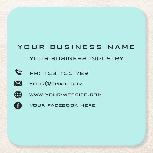 Personalized Your Branded Business Paper Coasters (Front)