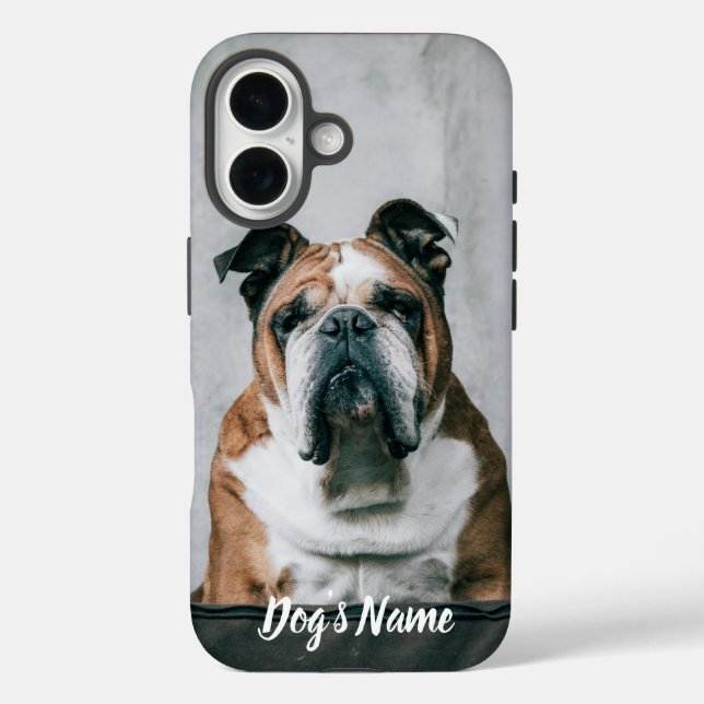 Personalized your Bulldog Photo & Name Case-Mate iPhone Case (Back)