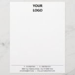 Personalized Your Business Letterhead with Logo<br><div class="desc">Your Business Office Letterhead with Logo and Addres - Text Info - Add Your Logo - Image (also logo back side or remove) / Address / Phone / E-mail - Website or other info / text - Personalized with Customization Tool - Choose Color / Font / Size ! Good Luck...</div>