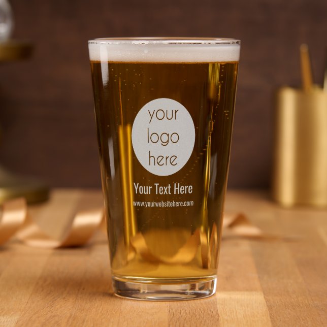 Personalized Your Business Logo Here & Text Pint Glass (Party)