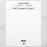 Personalized Your Business Logo Office Letterhead<br><div class="desc">Your Color and Font - Custom Simple Black and White Business Office Letterhead with Logo - Add Your Logo - Image / Business Name - Company / Address - Contact Information - Resize and move or remove and add elements / image with customization tool. Good Luck - Be Happy :)...</div>