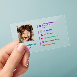 Personalized Your Color Photo Clear Business Cards