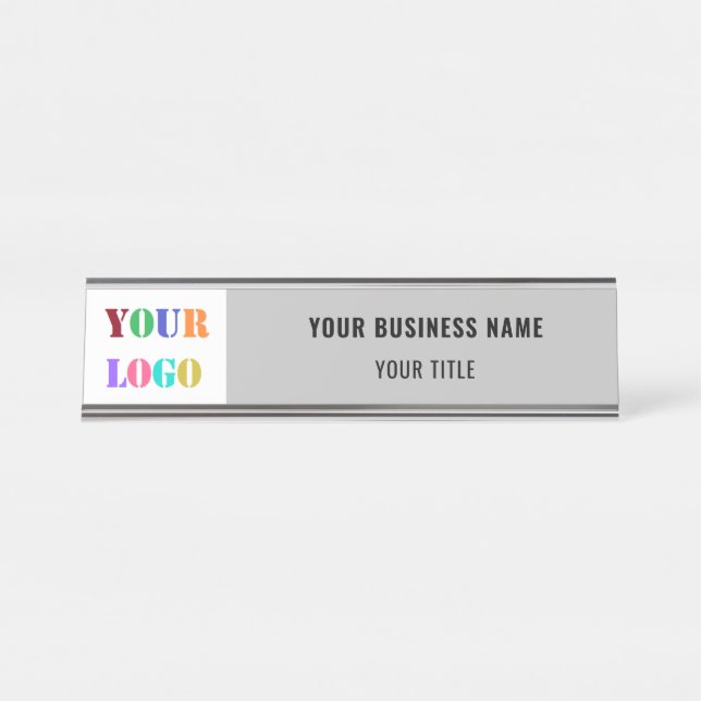 Personalized Your Company Logo Name Business Desk Name Plate (Front)
