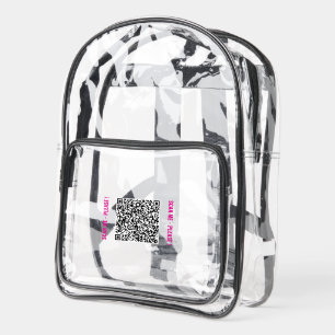Personalized Your Custom QR Code Clear Backpack