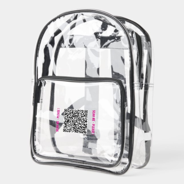 Personalized Your Custom QR Code Clear Backpack (Left)