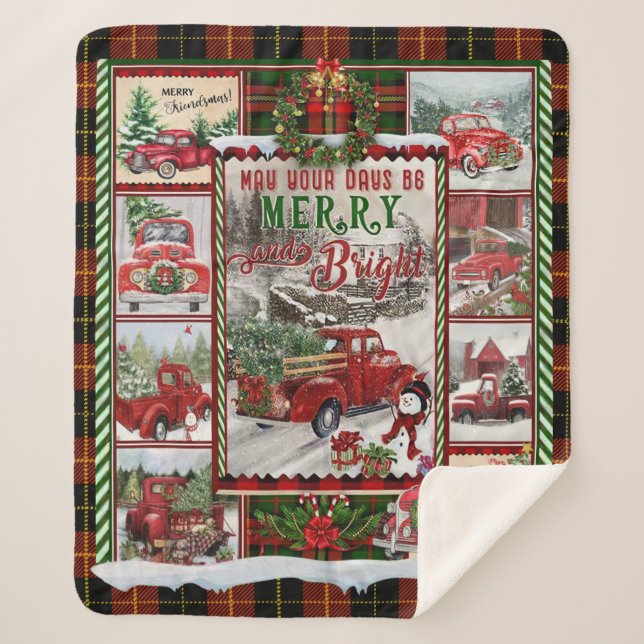 Personalized Your Day Merry And Bright, Christmas Sherpa Blanket (Front)