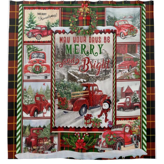Personalized Your Day Merry And Bright, Christmas Shower Curtain (Front)