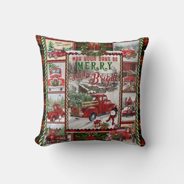 Personalized Your Day Merry And Bright, Christmas Throw Pillow (Front)