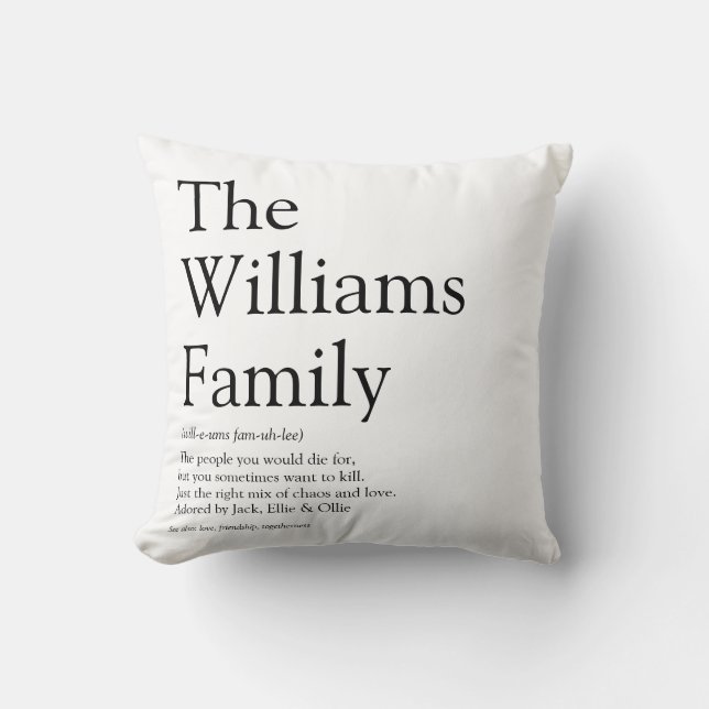 Personalized Your Family Definition Throw Pillow (Front)