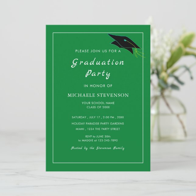 Personalized Your Green Graduation Invitation (Standing Front)