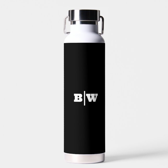 Personalized Your Initials Black Bold Wedding Water Bottle (Front)
