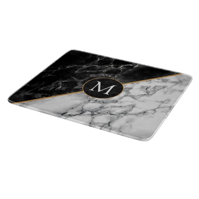 Personalized Your Letter Faux Marble Cutting Board (Corner)