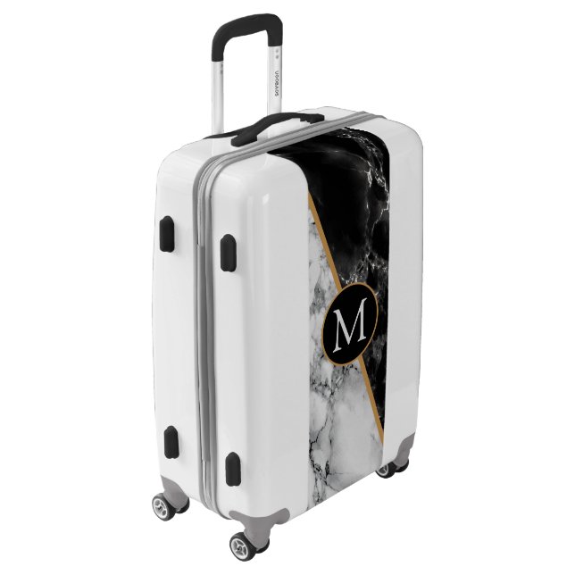 Personalized Your Letter Luggage Marble Design (Rotated Left)