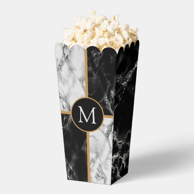 Personalized Your Letter Popcorn Box Marble Design (Popped)