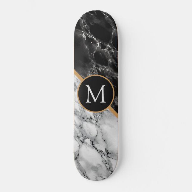 Personalized Your Letter Skateboard Marble Stone (Front)