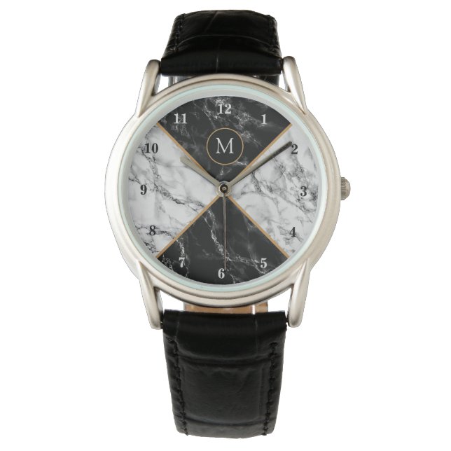 Personalized Your Letter Watch Gift Marble Design (Front)