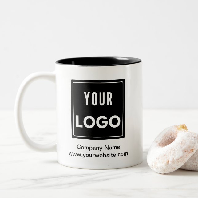 Personalized Your Logo Business  Two-Tone Coffee Mug (With Donut)