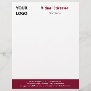 Personalized Your Logo Name Text Info Letterhead