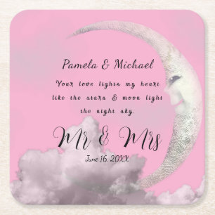 Personalized Your Love Lights MY Heart Square Paper Coaster
